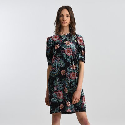 Floral Print Dress with Short Balloon Sleeves MOLLY BRACKEN