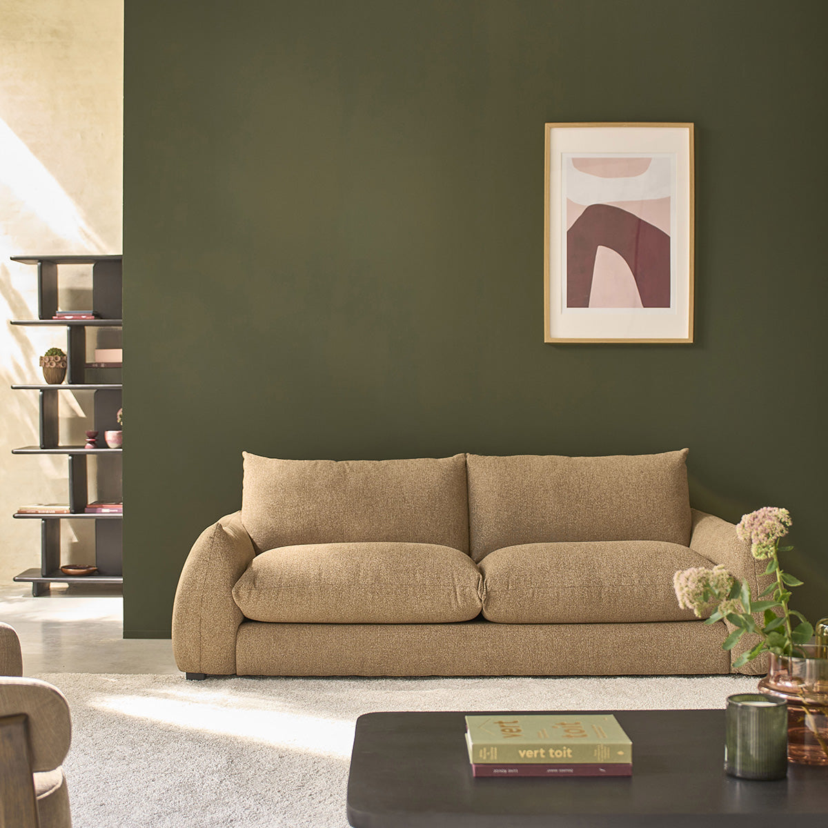 Canapé droit 3 places en tissu texturé JACQUES, BERAH GETAH