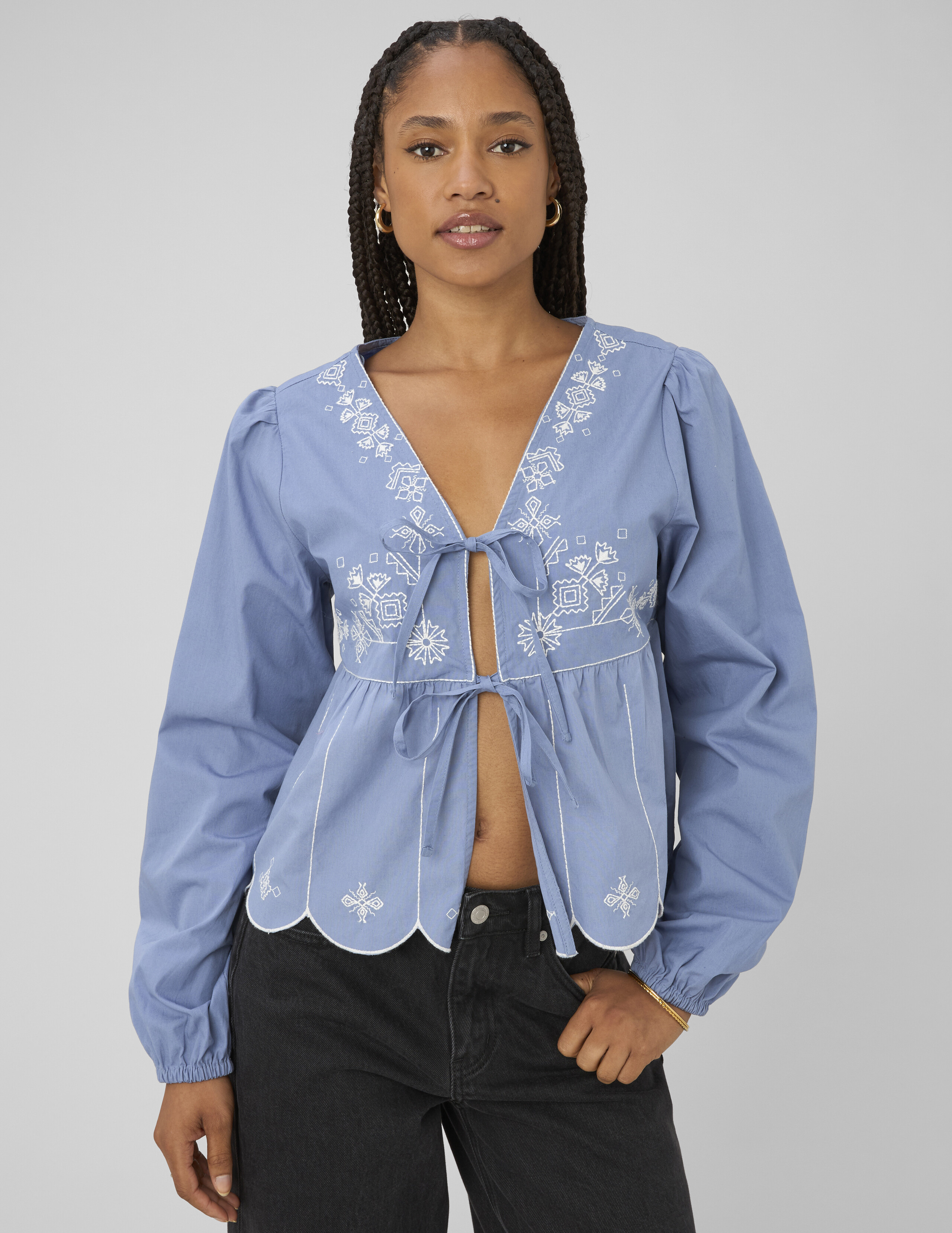 Blouse manches longues brodée, BZB