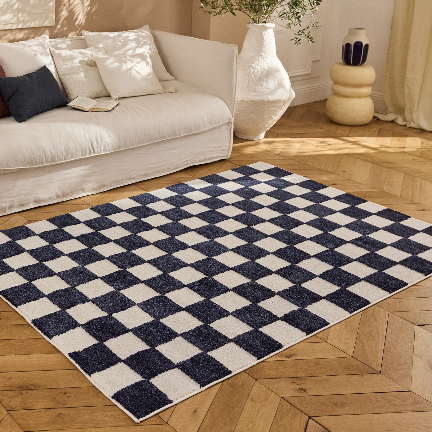 Tapis damier bicolore TERRA DEL SOL, NAZAR RUGS X PANTONE