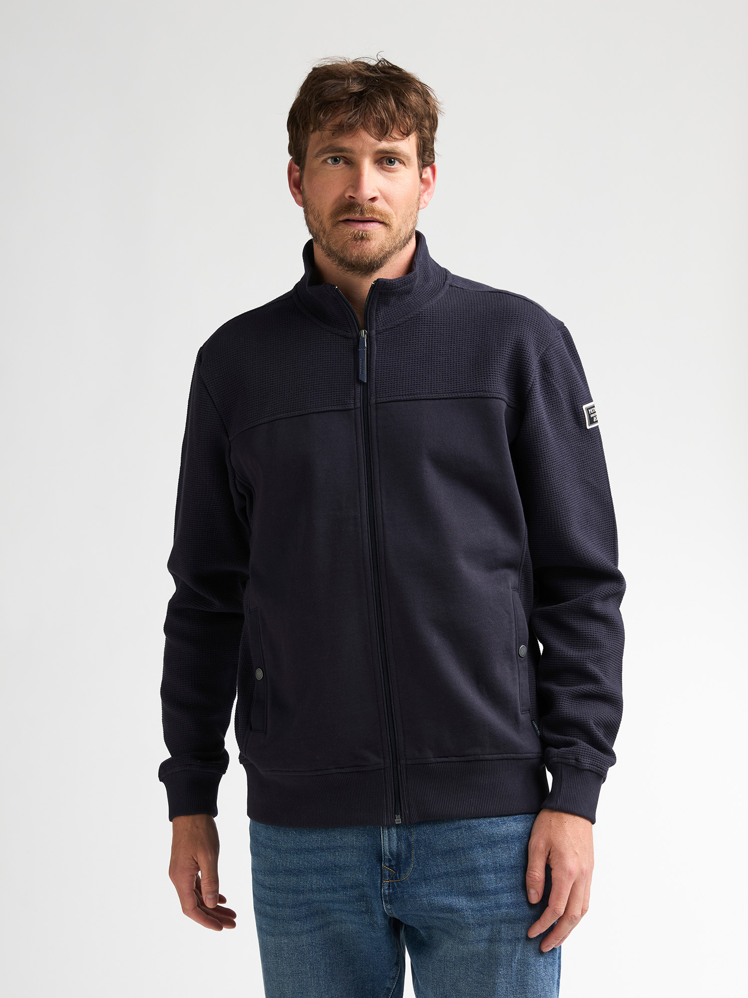 Pull zippé en coton gaufré ironcore, PETROL INDUSTRIES