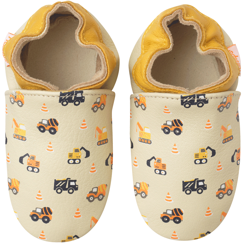 Chaussons bébé cuir souple Milo les travaux, TICHOUPS