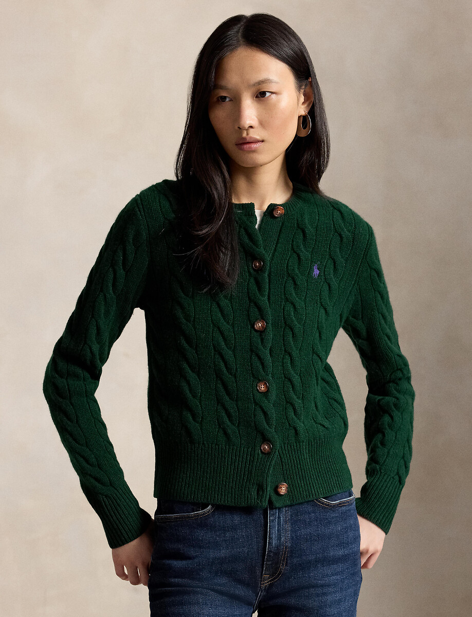 Cardigan col rond torsadé, 80% laine 20% cachemire, POLO RALPH LAUREN