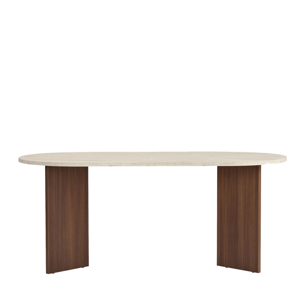 Table à manger 8 personnes ovale en bois et effet travertin- SAM, DRAWER