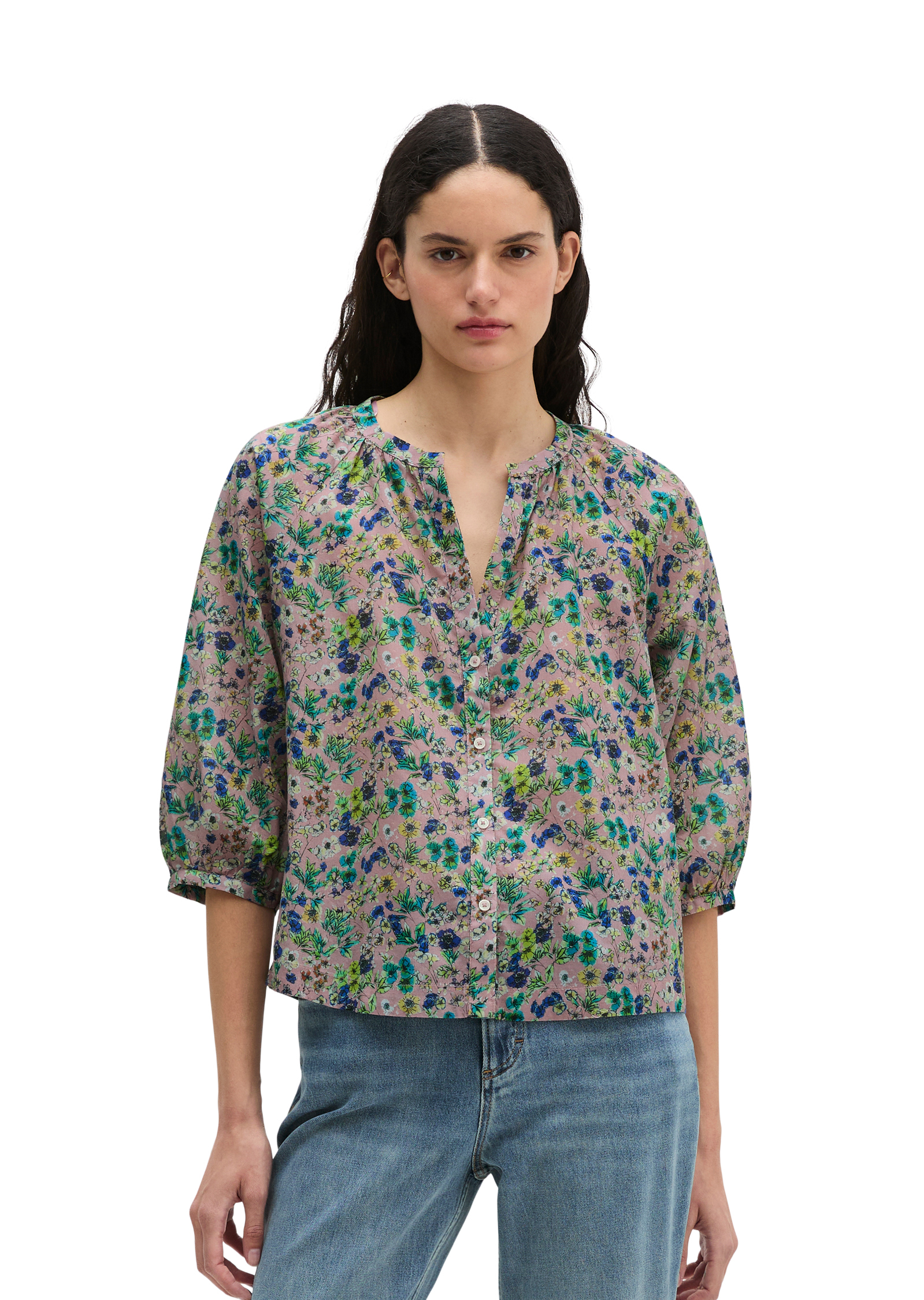 Blouse imprimée relaxed en voile de coton imprimé, MARC O'POLO