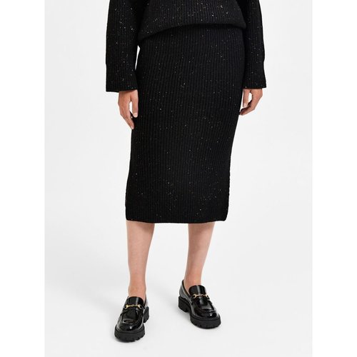 Jupe mi-longue laine noir - black Selected Femme | La Redoute