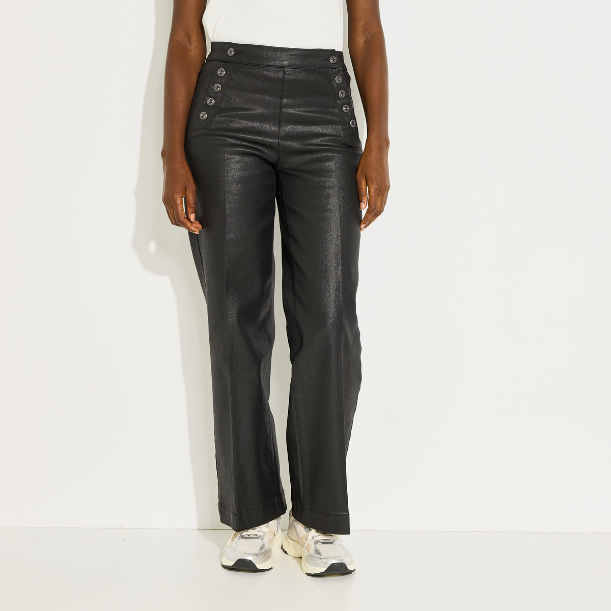 Jean flare enduit EPOMPON F02, GRAIN DE MALICE