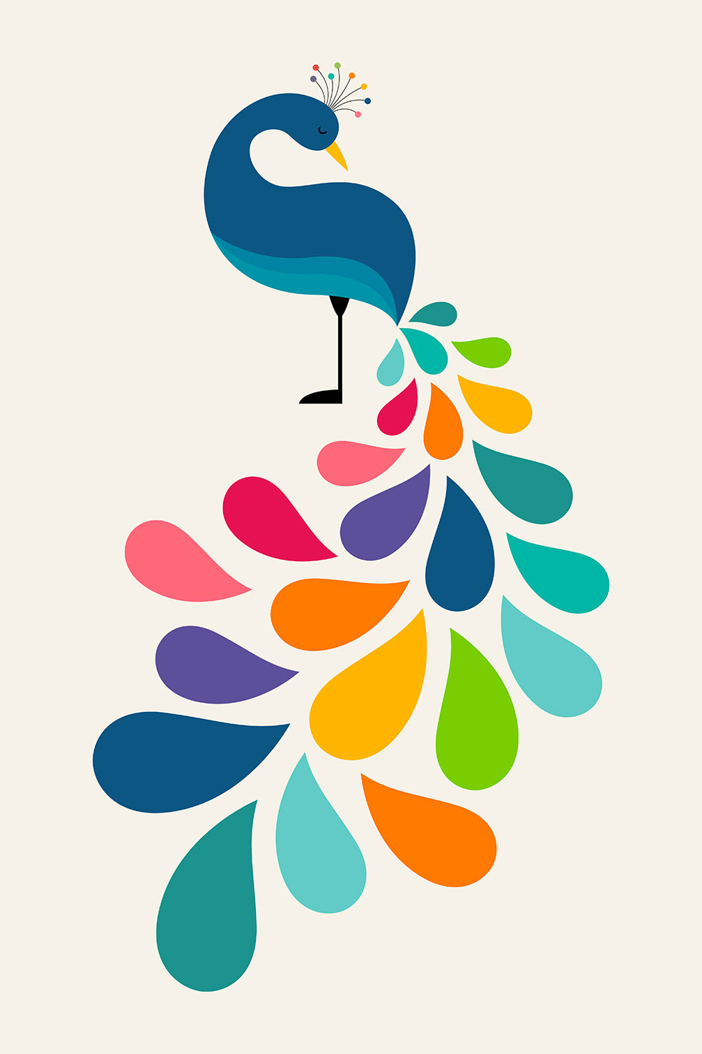 Tableau paon coloré, HEXOA