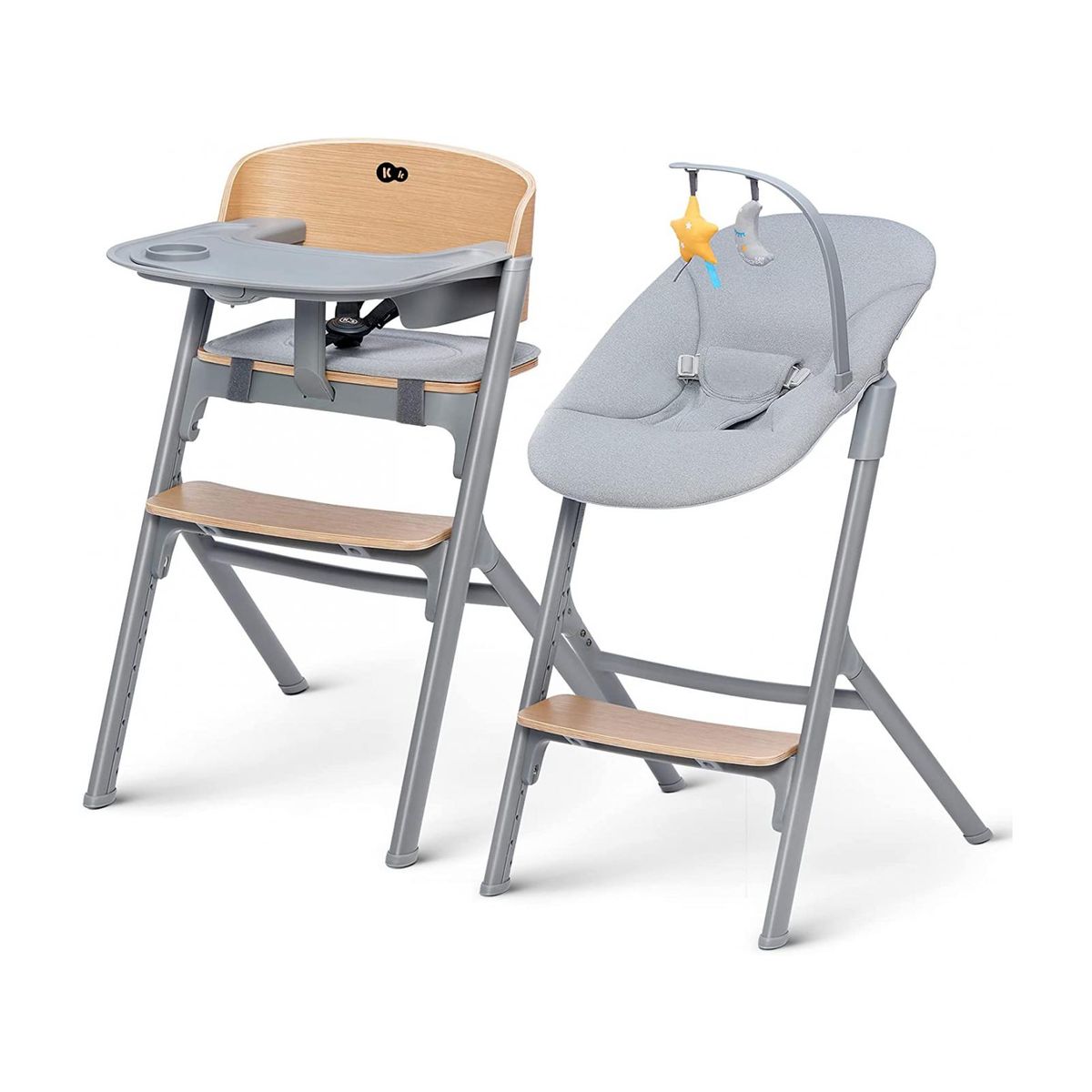 Kinderkraft high chair LIVY oak + bouncer CALMEE, KINDERKRAFT