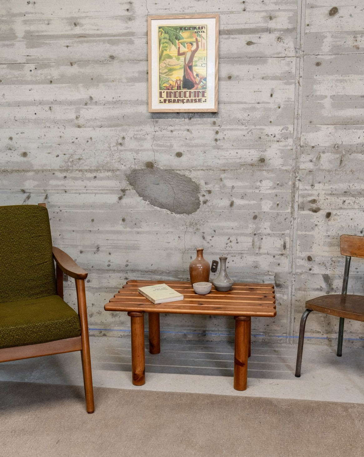 Table basse en pin Léonie N°930 - Bon état, DEBONGOUT