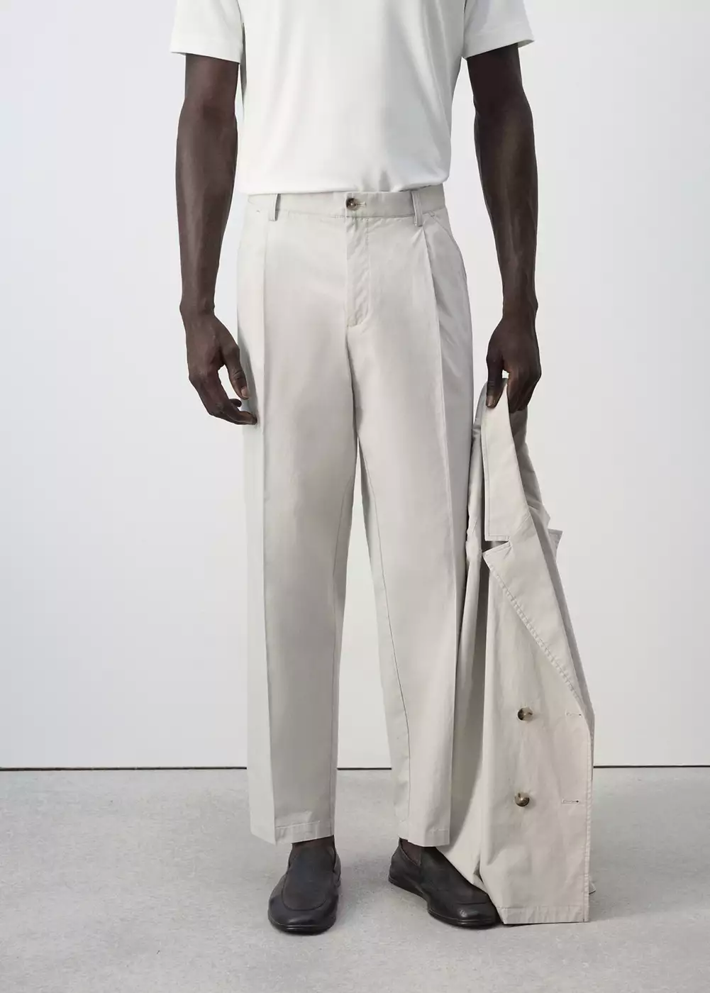 Pantalon relaxed fit cropped, MANGO MAN