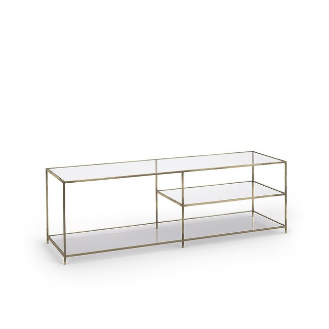 Sybil Tempered Glass TV Unit, aged brass, AM.PM