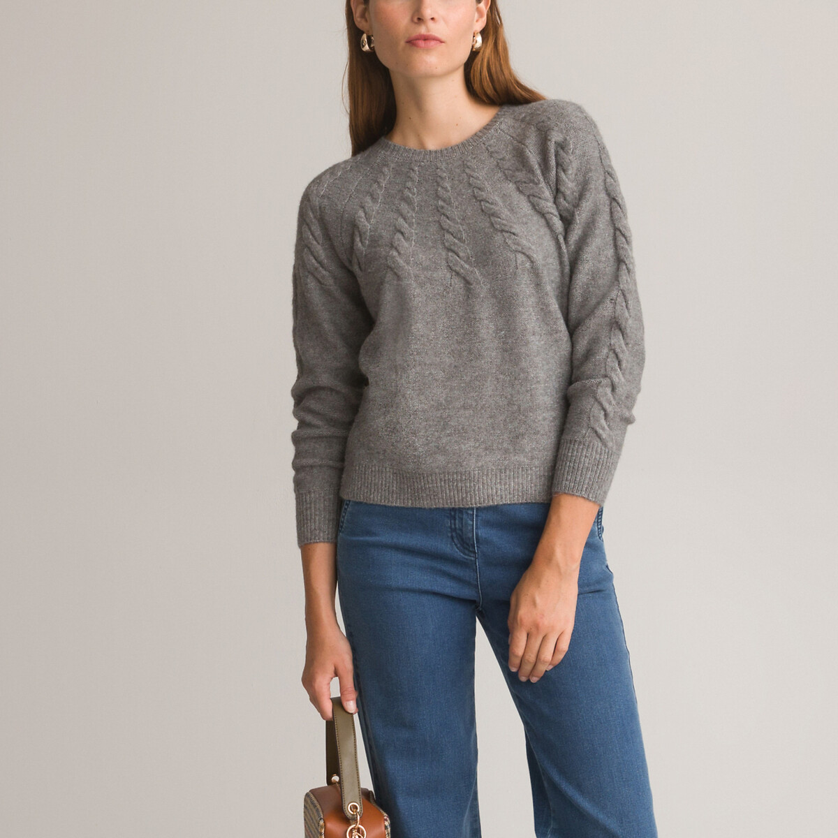 Recycled Chunky Knit Jumper with Crew Neck