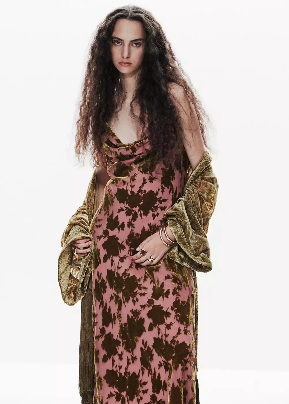 Robe dévoré à encolure drapée, MANGO