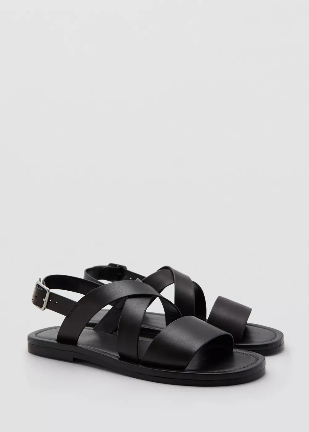 Sandales cuir lanières croisées, MANGO MAN
