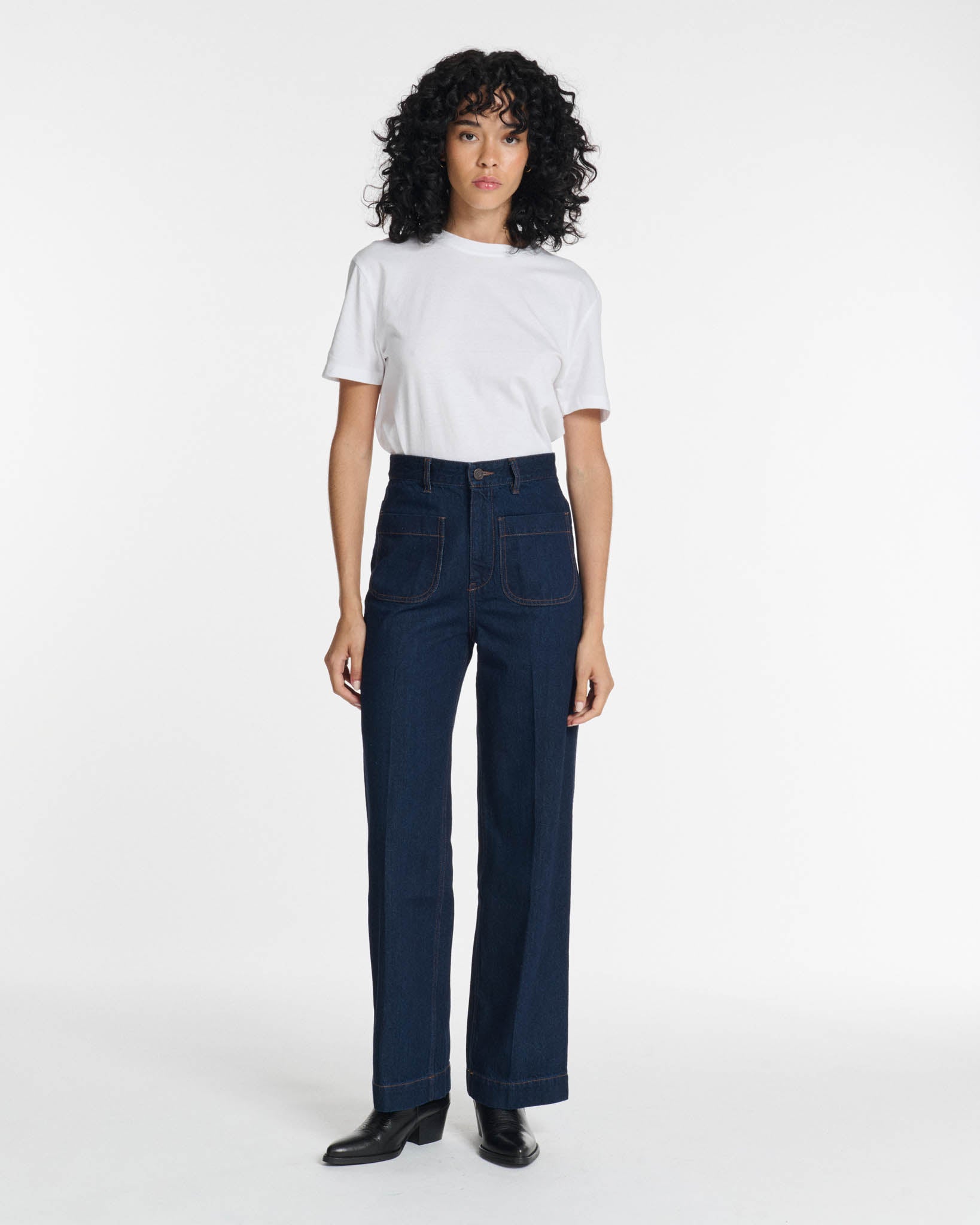 Jeans droit large taille haute normale, LABDIP