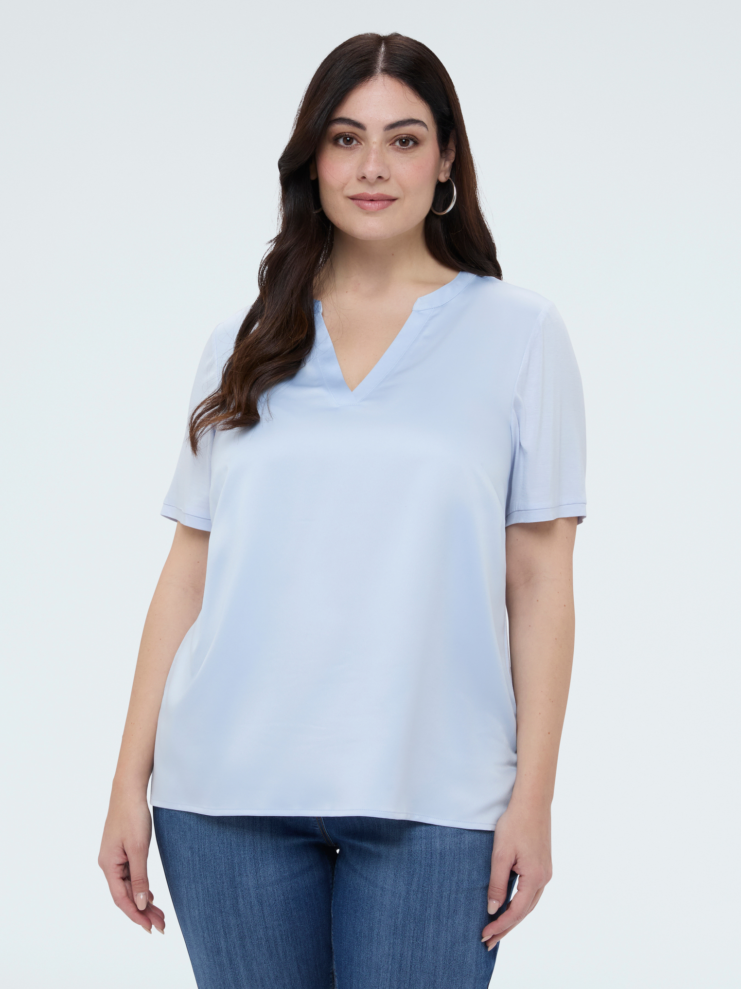T-shirt bimatière en mélange viscose, FIORELLA RUBINO