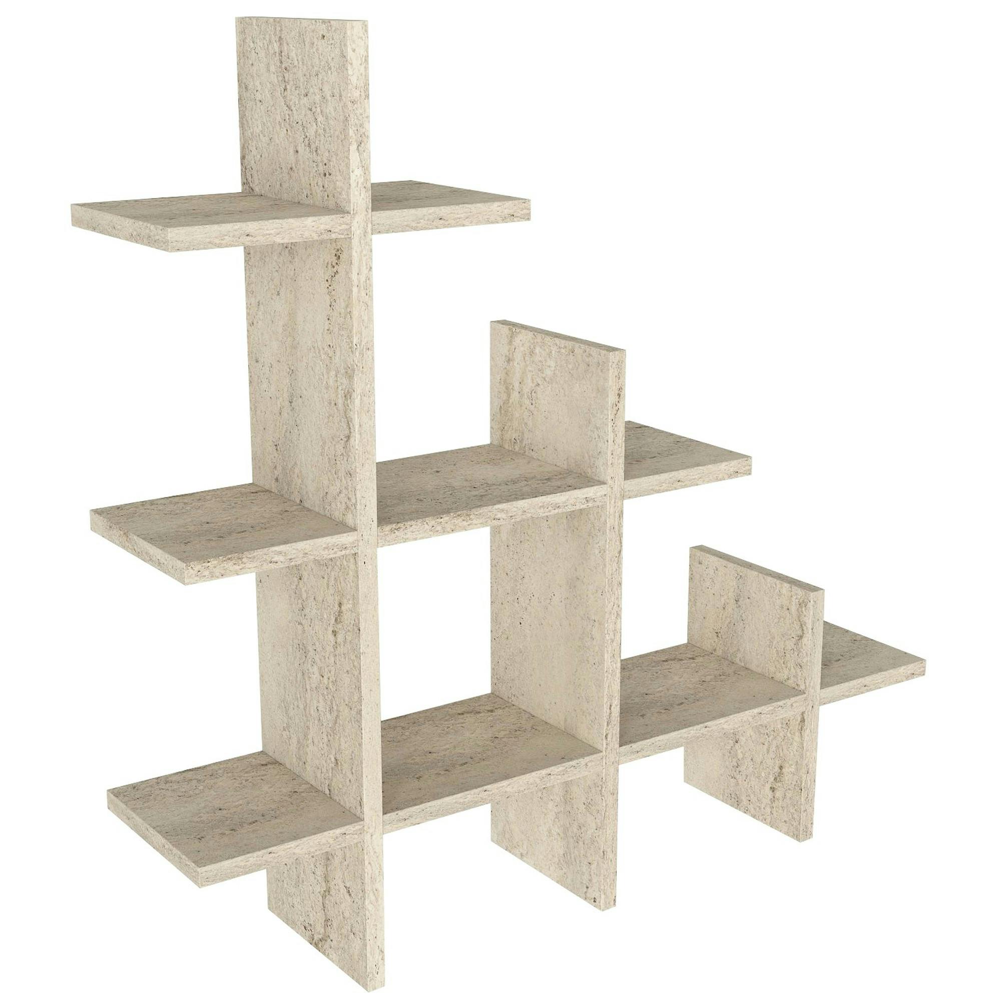 Étagère murale effet travertin, niches asymétriques MARFA, PIER IMPORT
