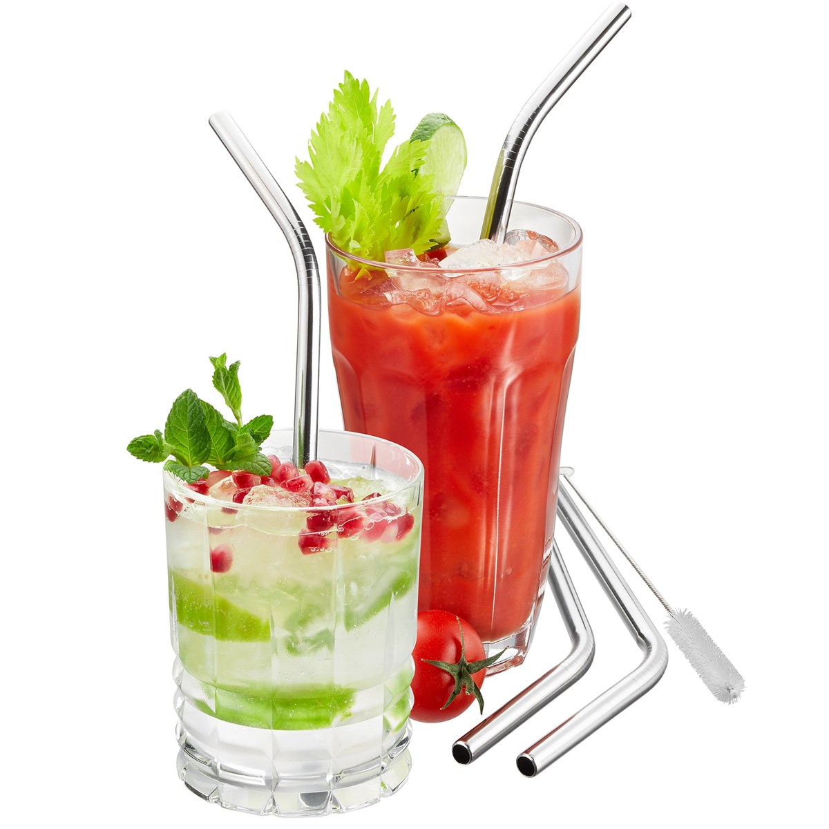 Pailles en inox FUTURE 23 cm forme courbé, 4 pièces, GEFU