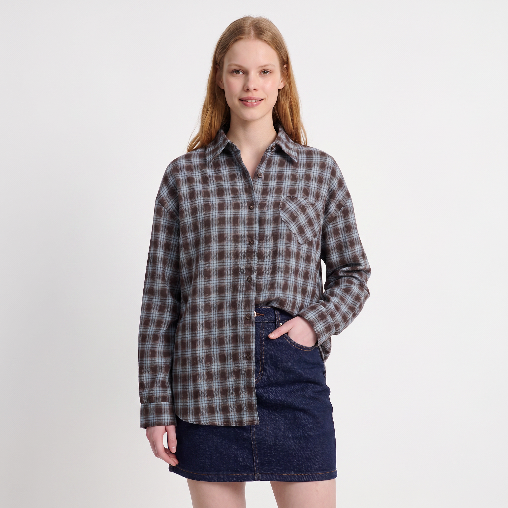 Chemise femme carreaux poche poitrine col classique ELAURA, ARTLOVE