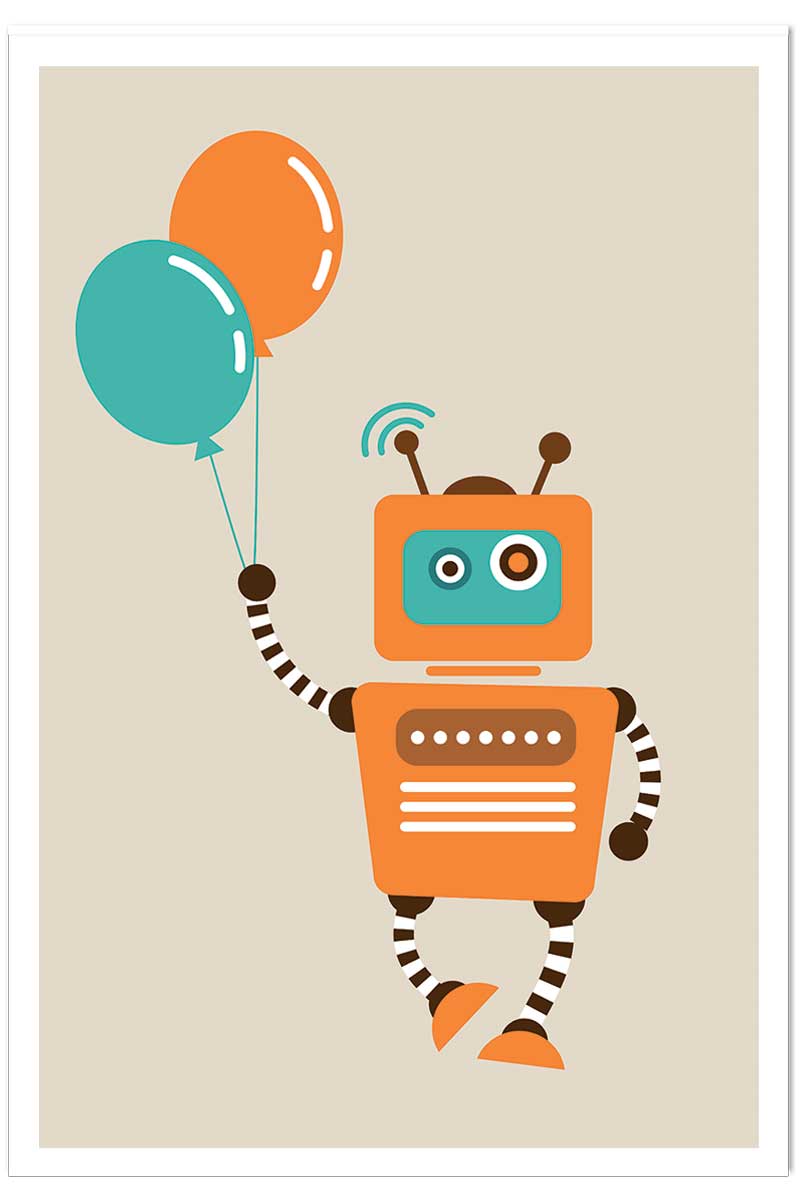 Affiche robot aux ballons, HEXOA