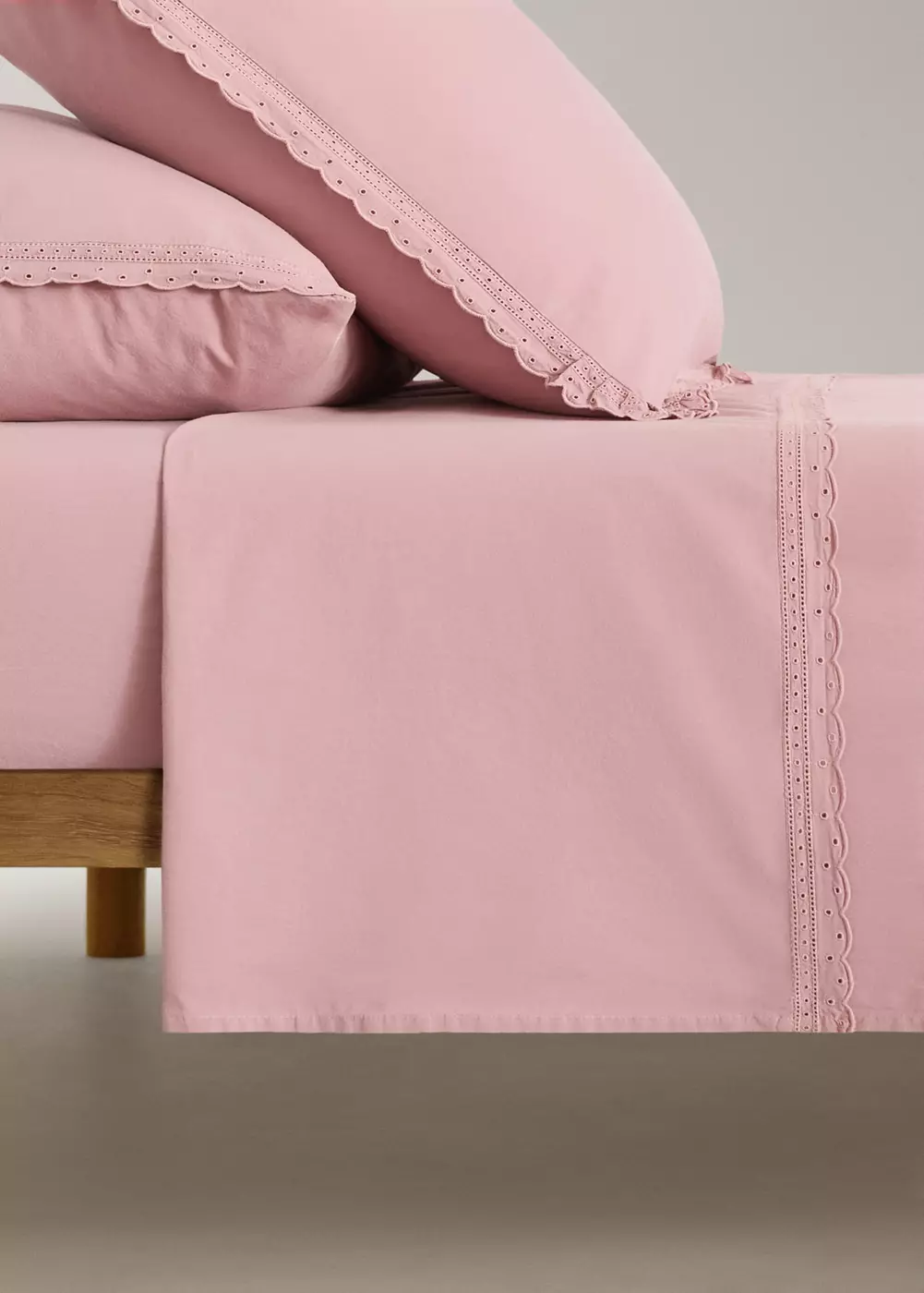 Drap plat enfant percale de coton dentelle lit 90 cm, MANGO HOME