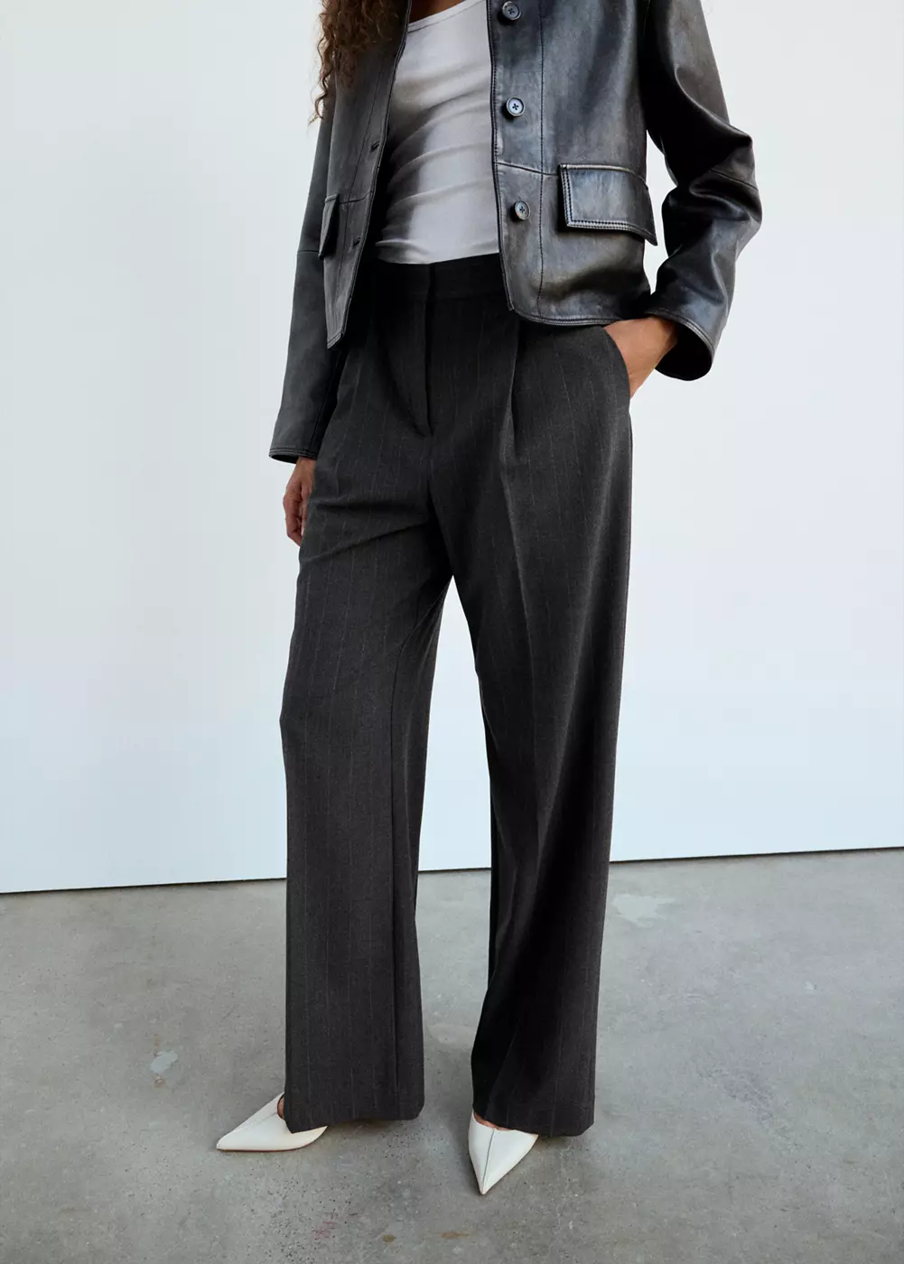 Pantalon droit pinces, MANGO
