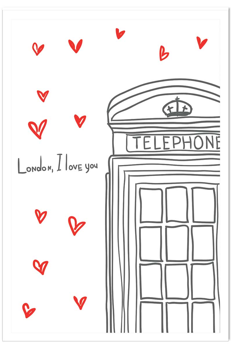 Affiche london i love you telephone boxes, HEXOA