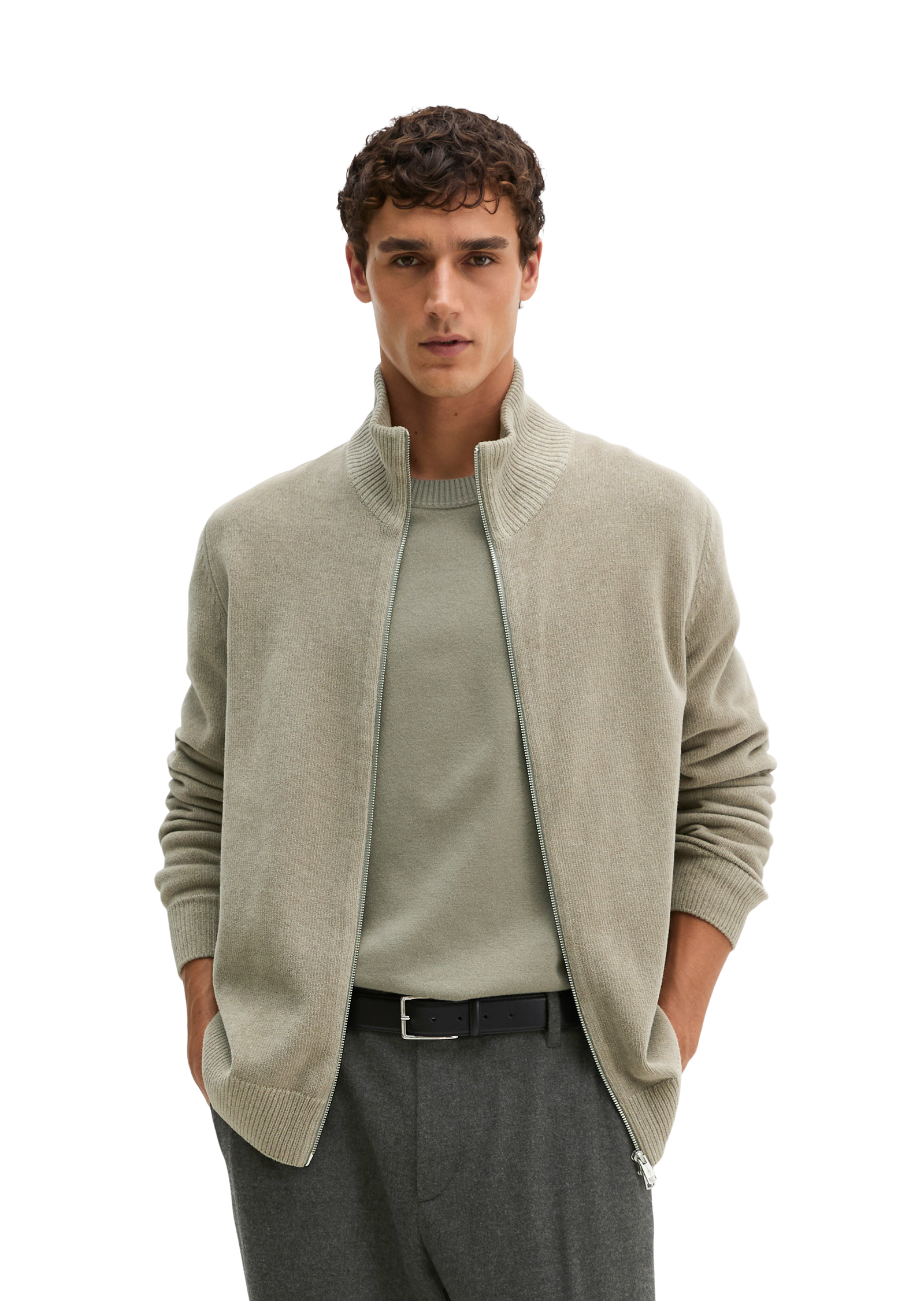 Cardigan en chenille, coupe regular en mélange de coton bio et de laine de mouton, MARC O'POLO