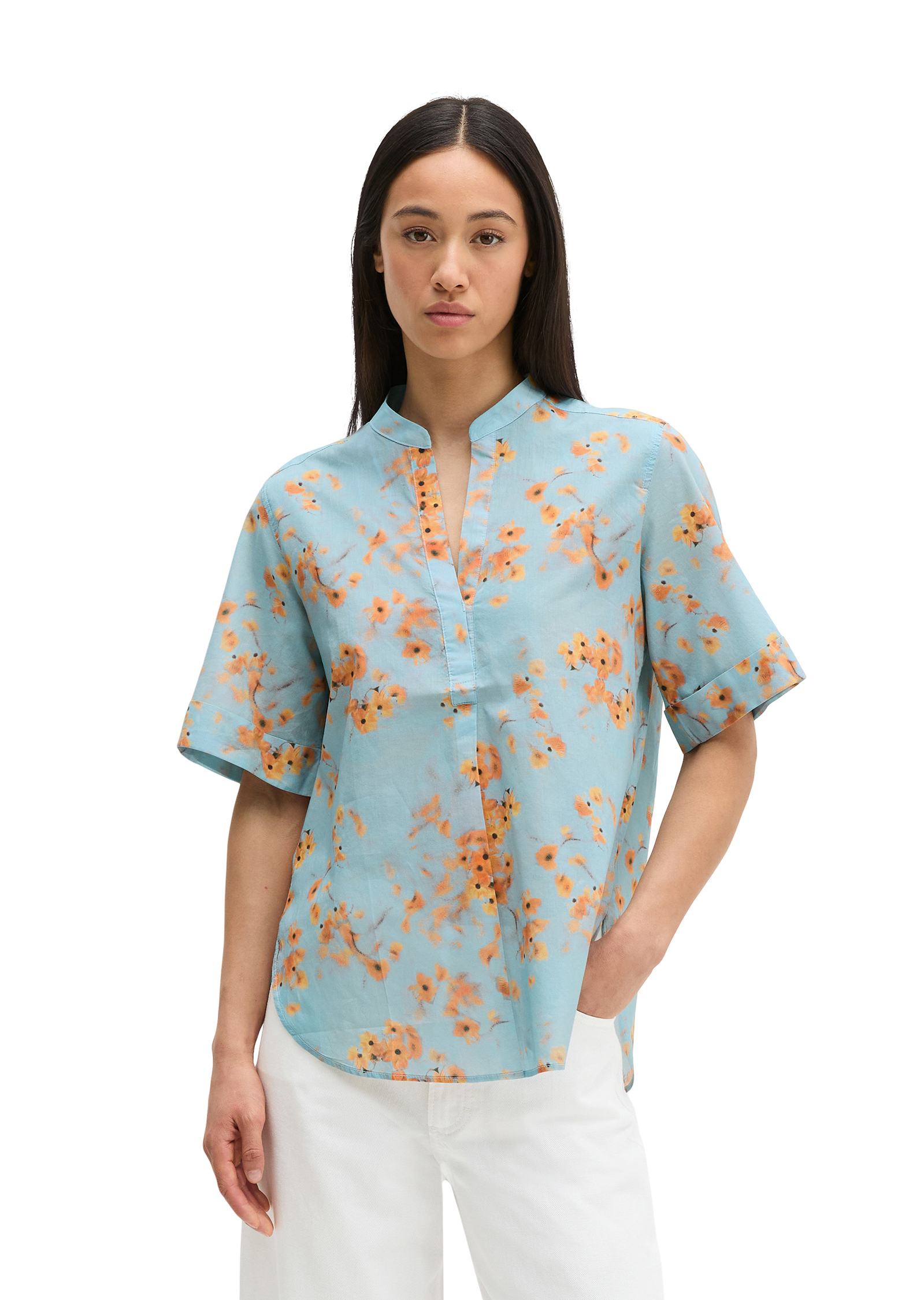 Blouse relaxed en voile de coton imprimé, MARC O'POLO