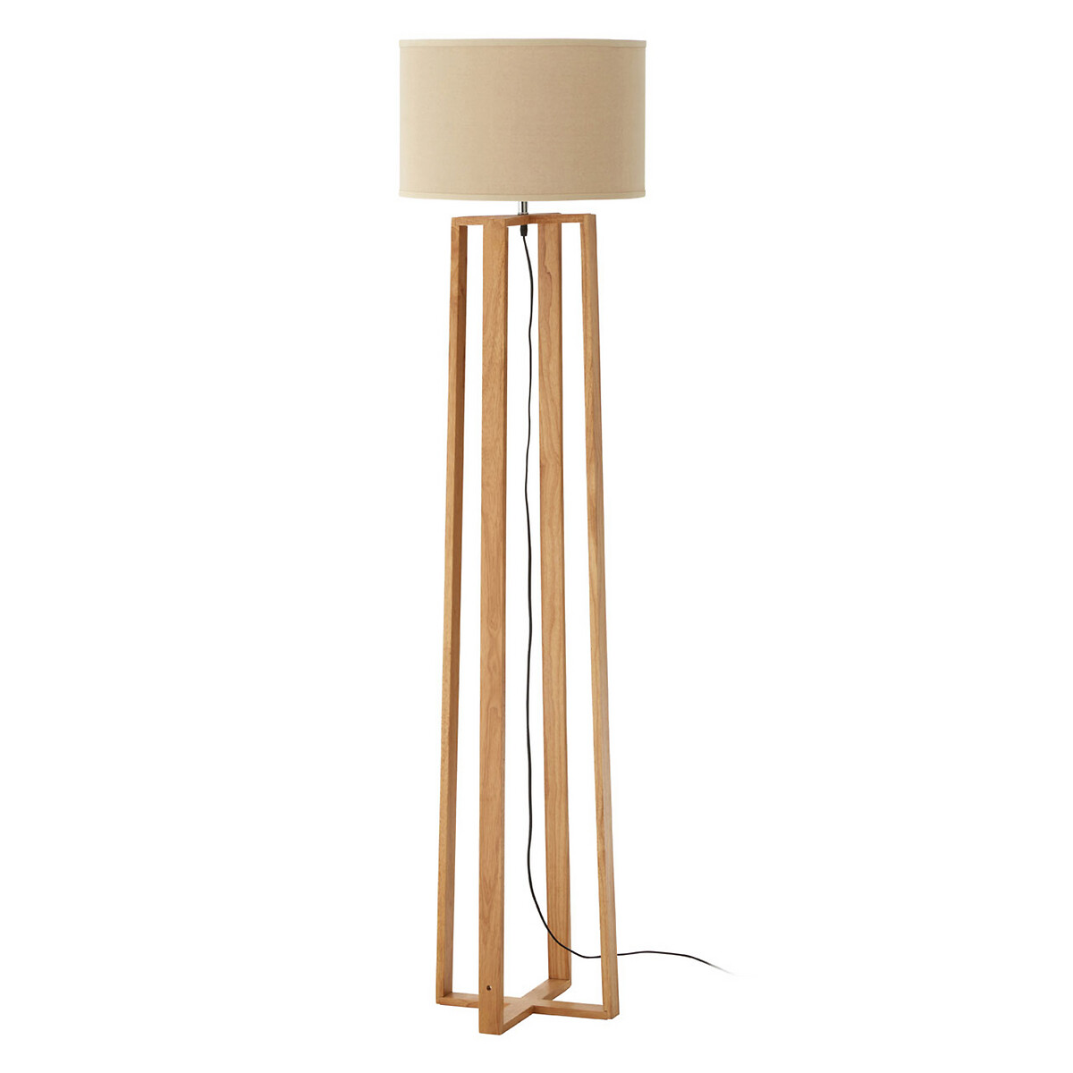 Natural Wood Floor Lamp With, Natural Wooden Floor Lamp