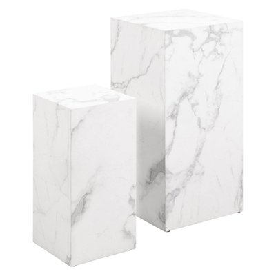 Lot de 2 tables d'appoints cubique effet marbre DAGBA MEUBLES & DESIGN