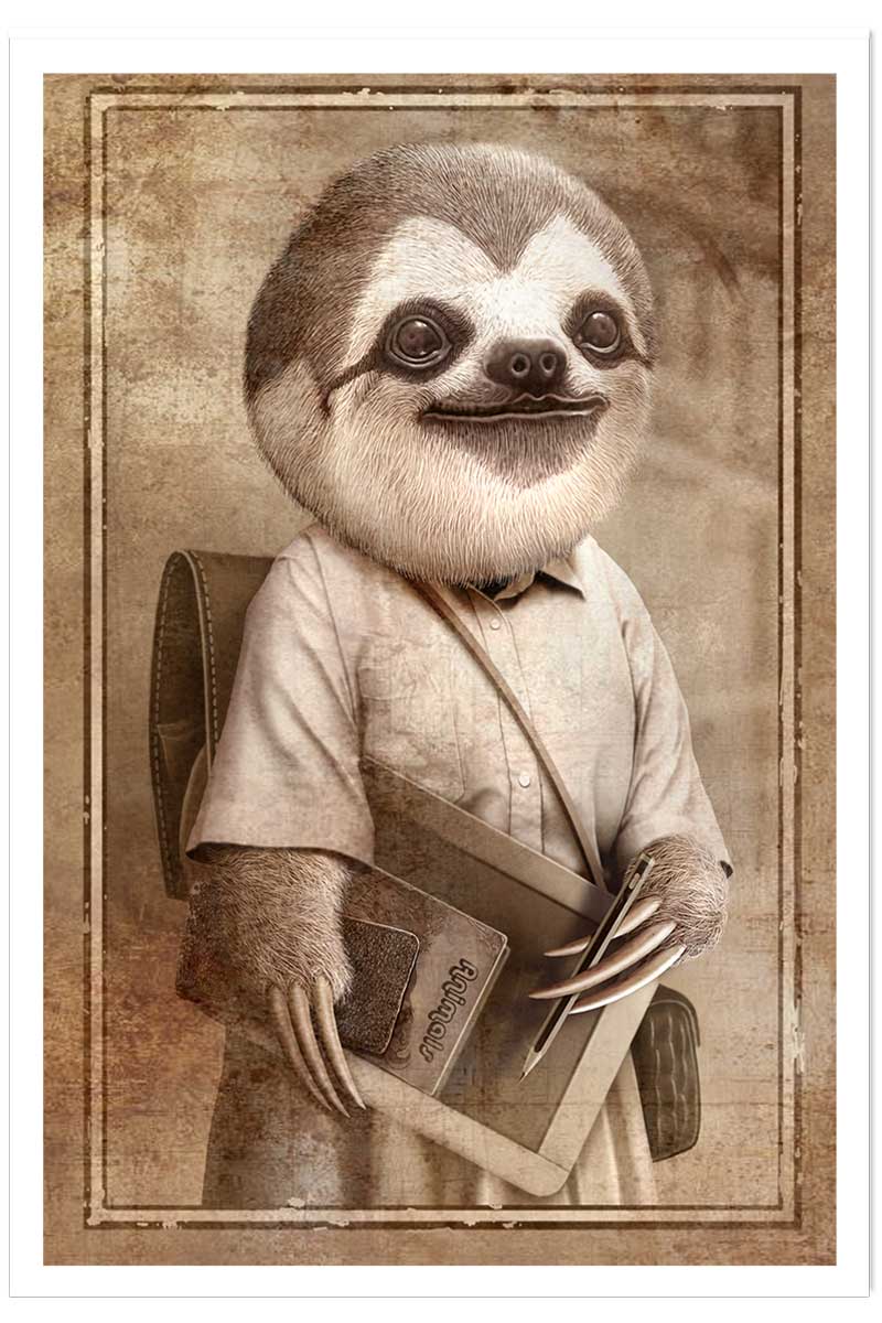 Affiche enfant paresseux étudiant, HEXOA