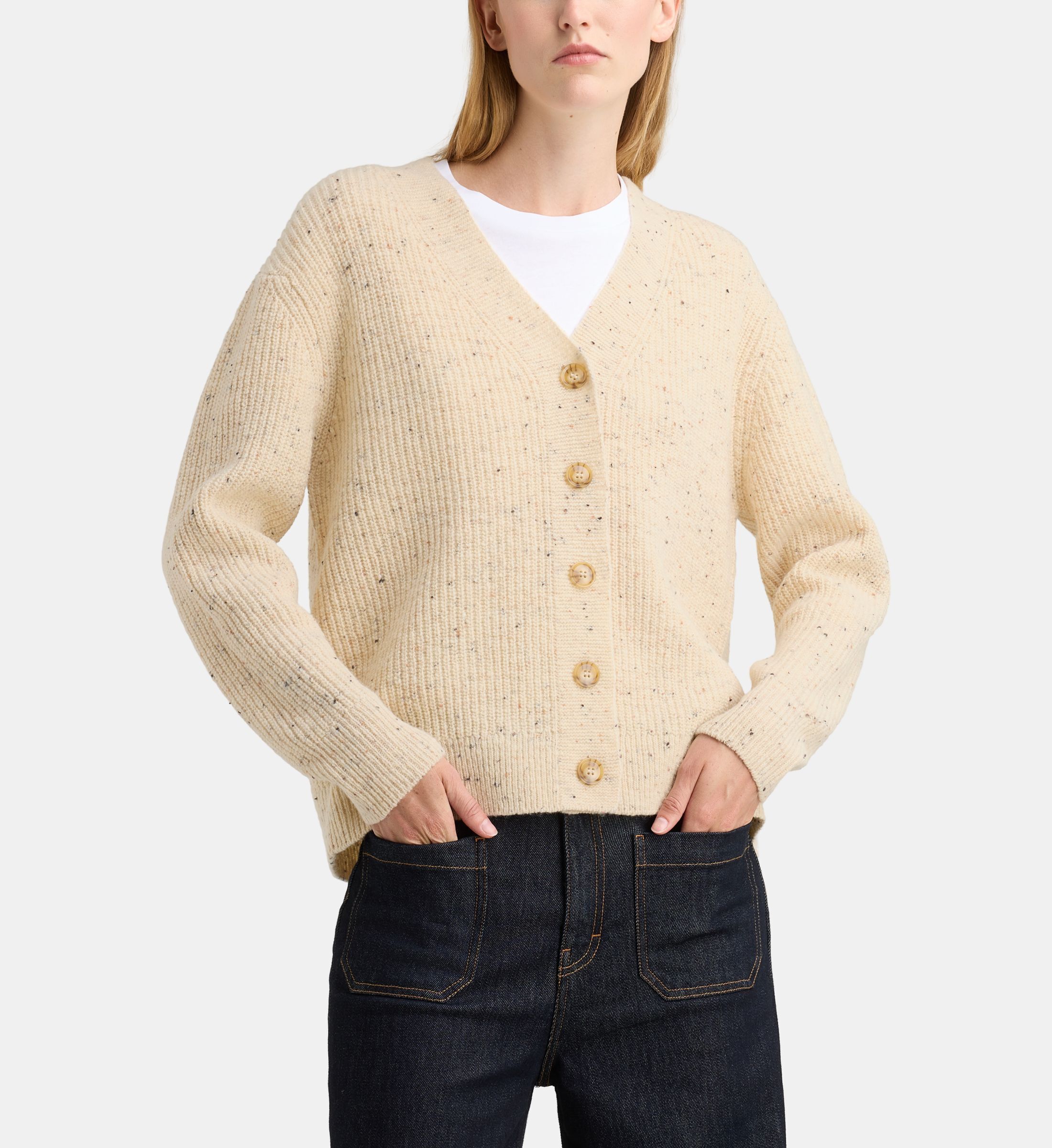 Cardigan droit franz maille mouchetée laine, GALERIES LAFAYETTE