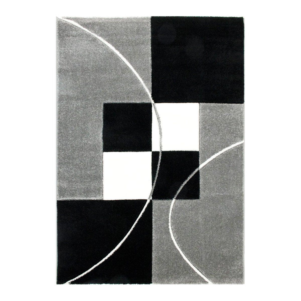 tapis noir contemporain effet 3d a courtes meches vigia