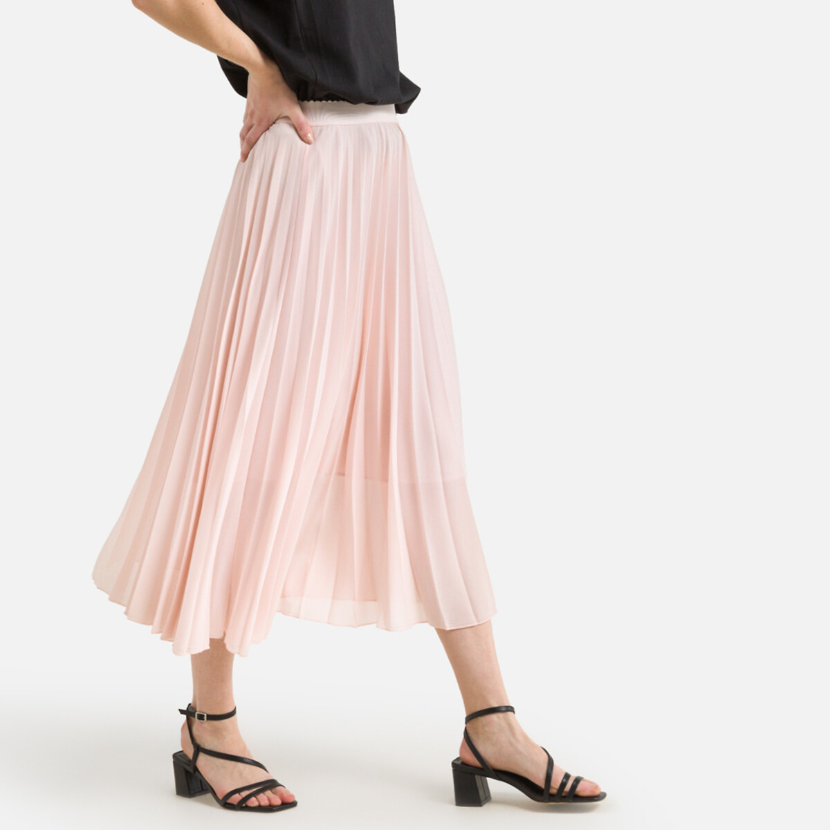 Pleated Voile Maxi Skirt