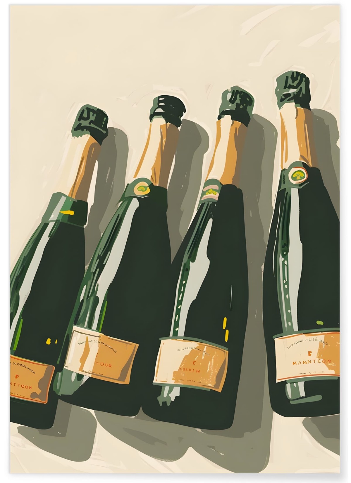 Affiche Bouteilles de champagne, L'AFFICHERIE