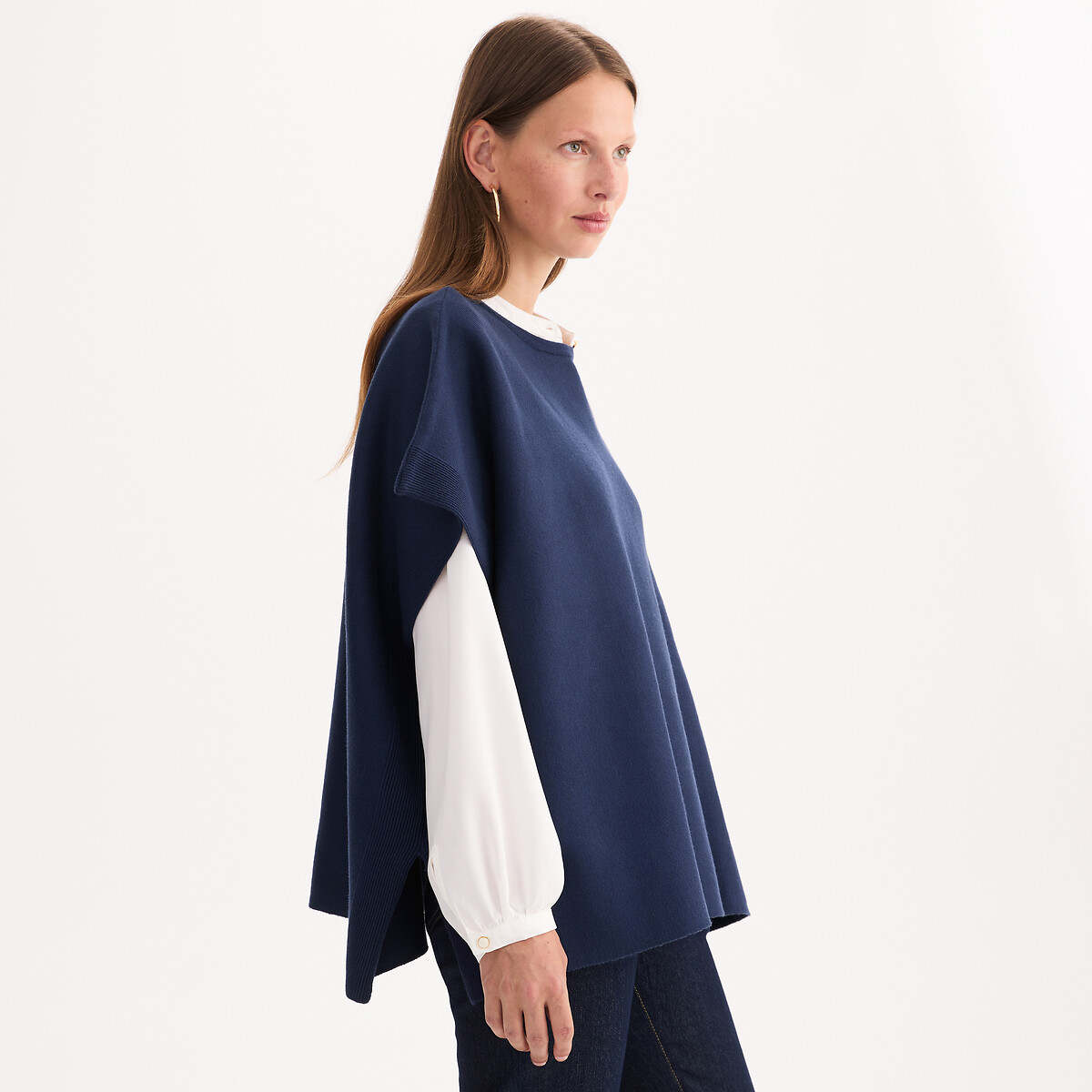 Poncho mit rundem Ausschnitt, Milano-Strick, ANNE WEYBURN