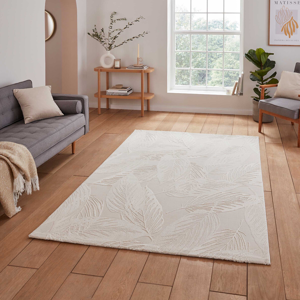 Textured Leaves Super Soft Washable Rug, SO'HOME
