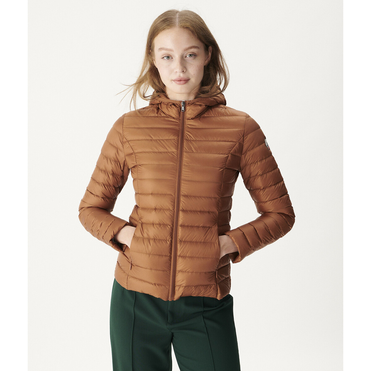 Cloe quilted padded jacket with hood and zip fastening, caramel, Jott ...