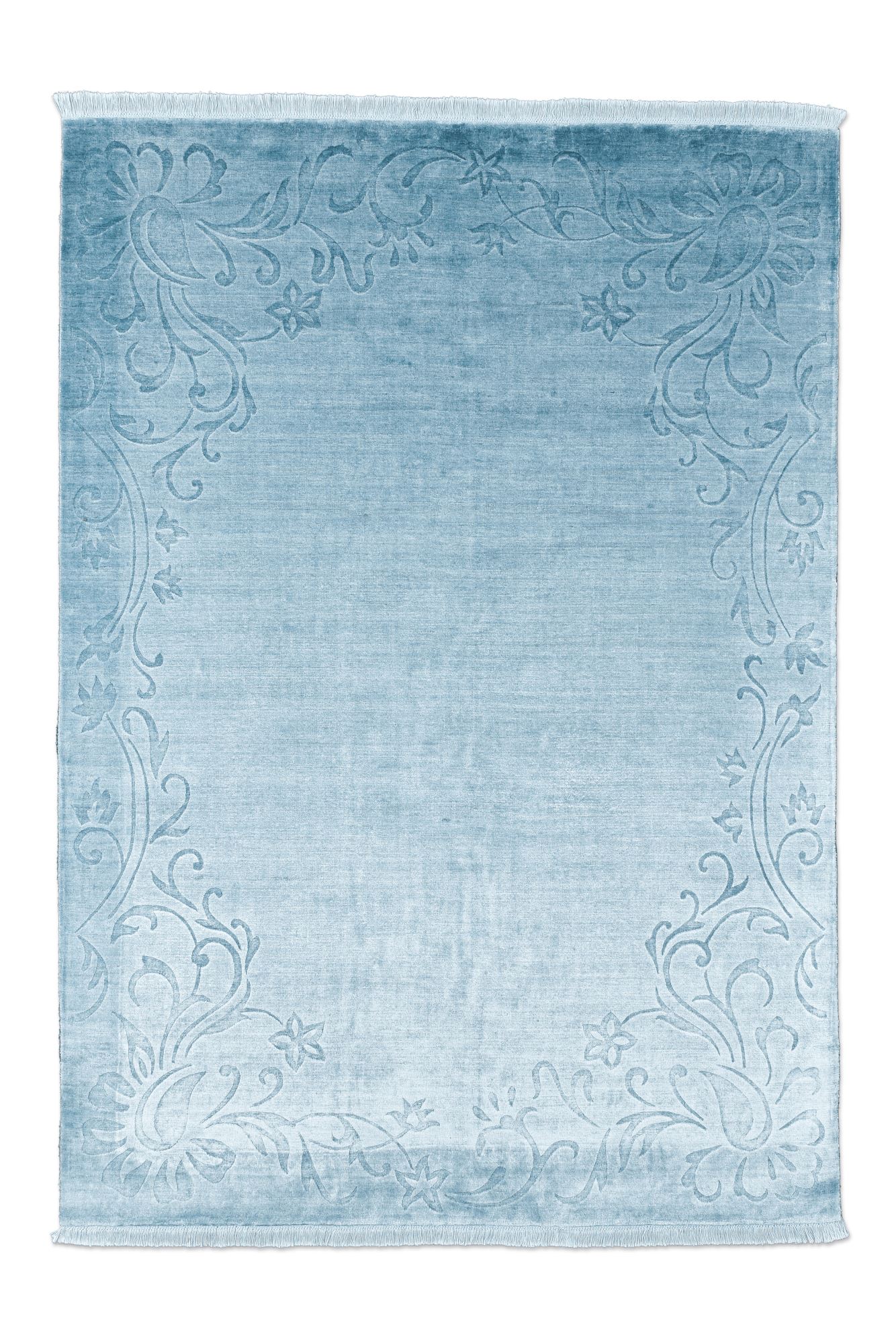 Tapis salon Ewa, noué main, à franges, THEKO