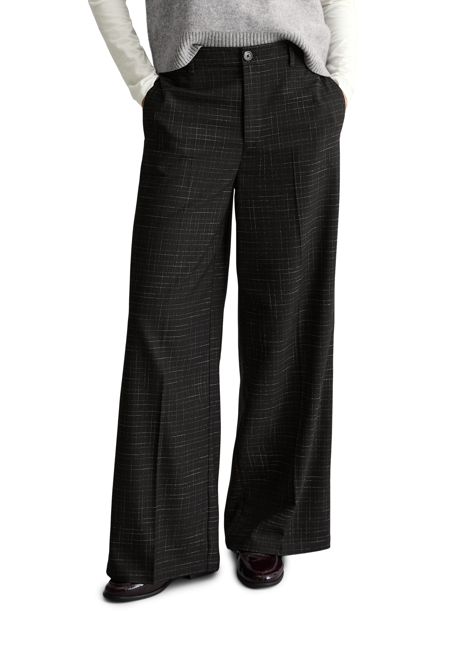 Pantalon sur mesure à carreaux en mélange polyester-viscose, MARC O’POLO DENIM