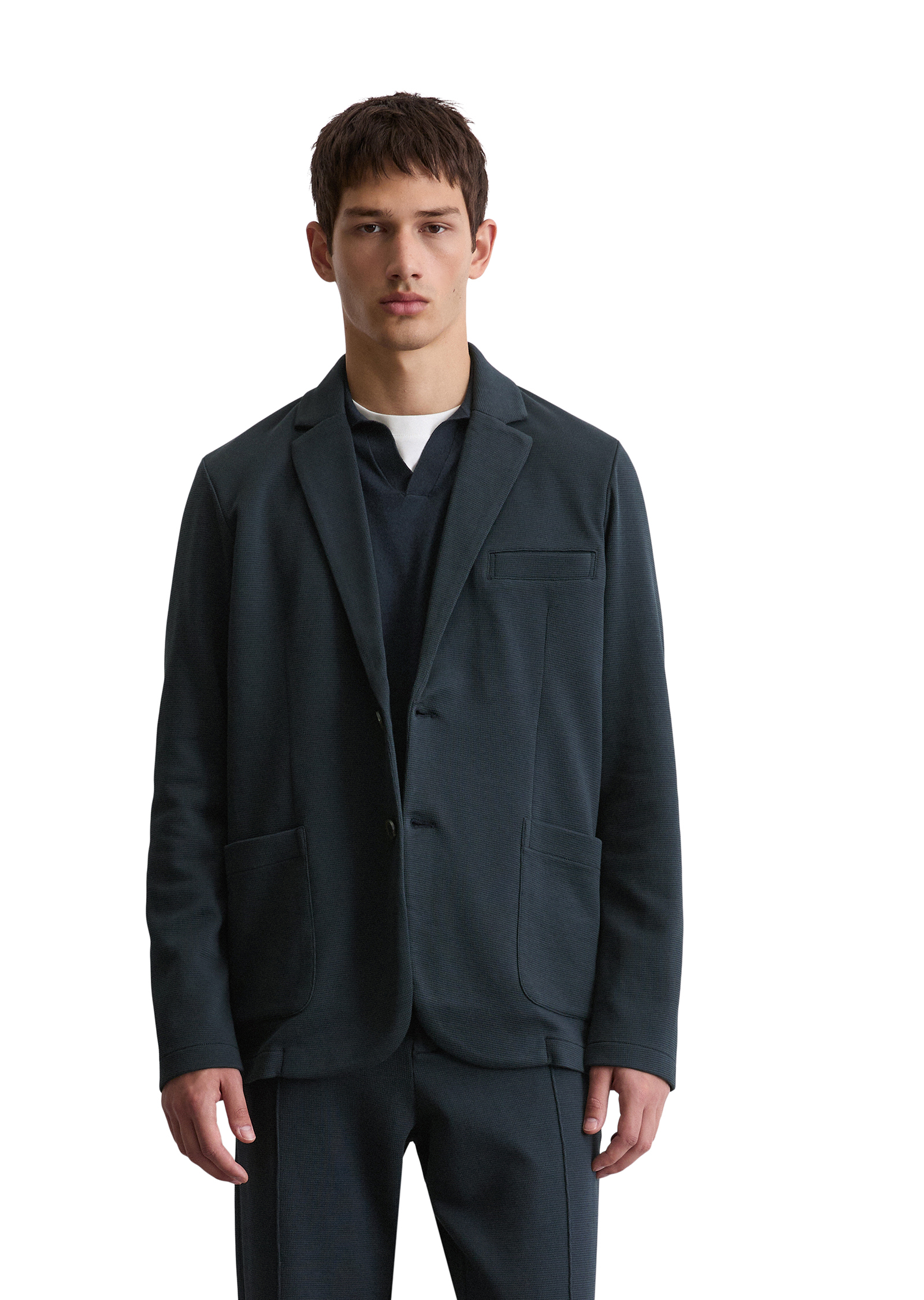 Blazer en jersey shaped en coton bio mélangé, MARC O'POLO