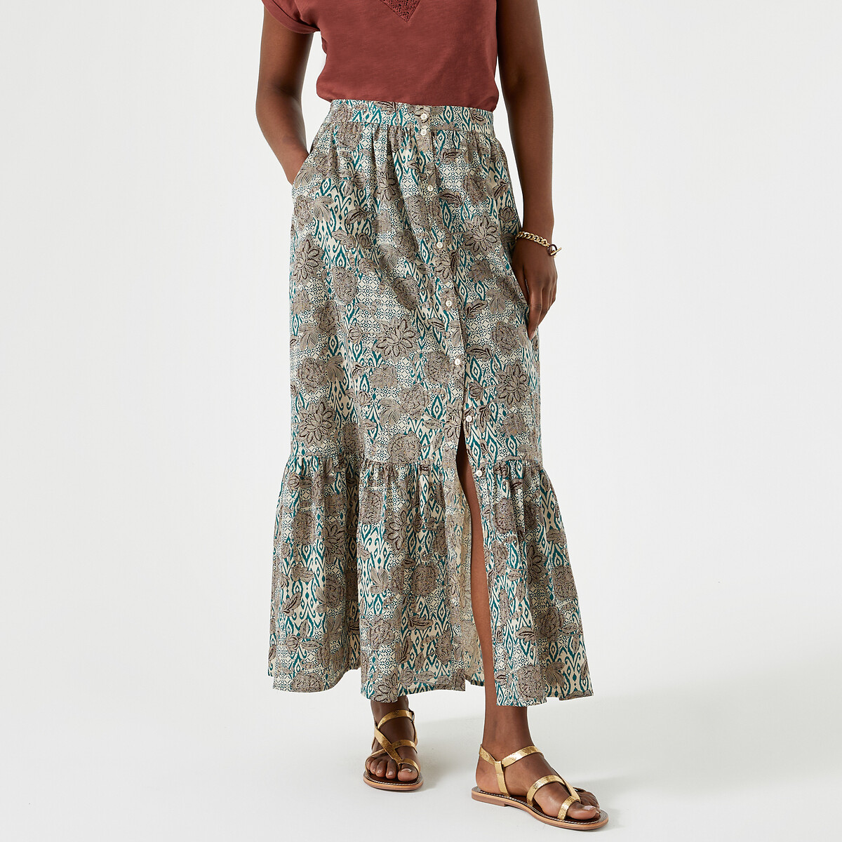 Image of Floral Full Maxi Skirt