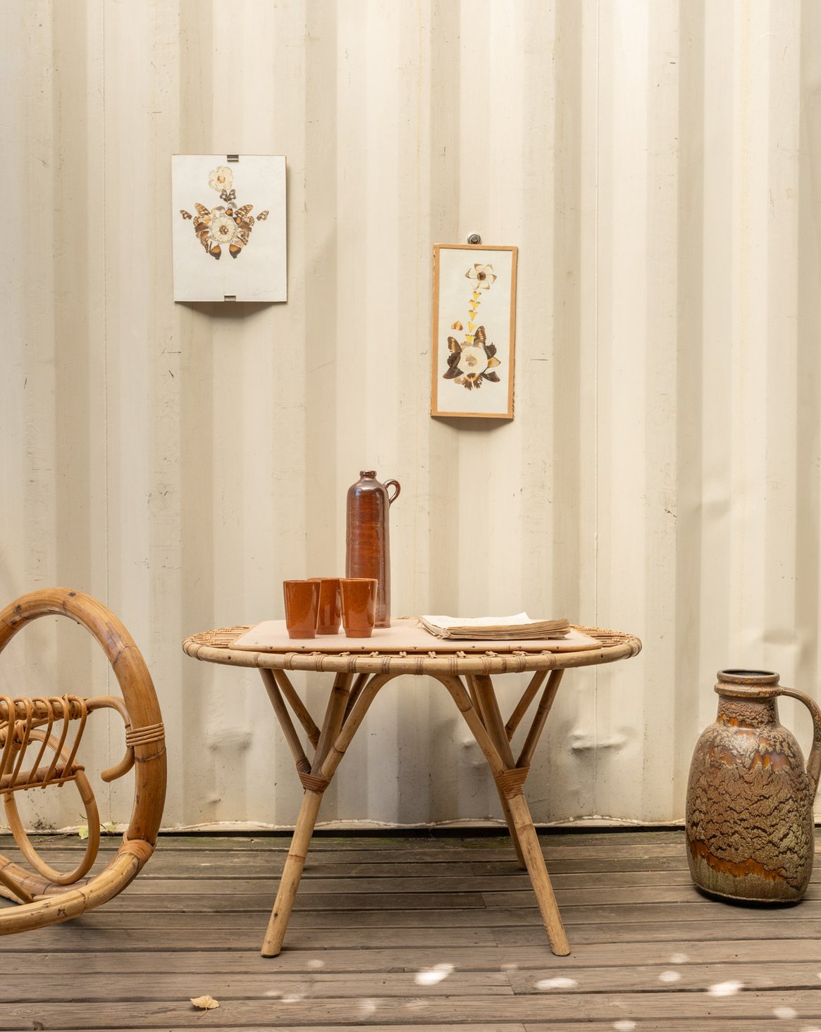 Table d'appoint en rotin Francine N°1482 - Bon état, DEBONGOUT