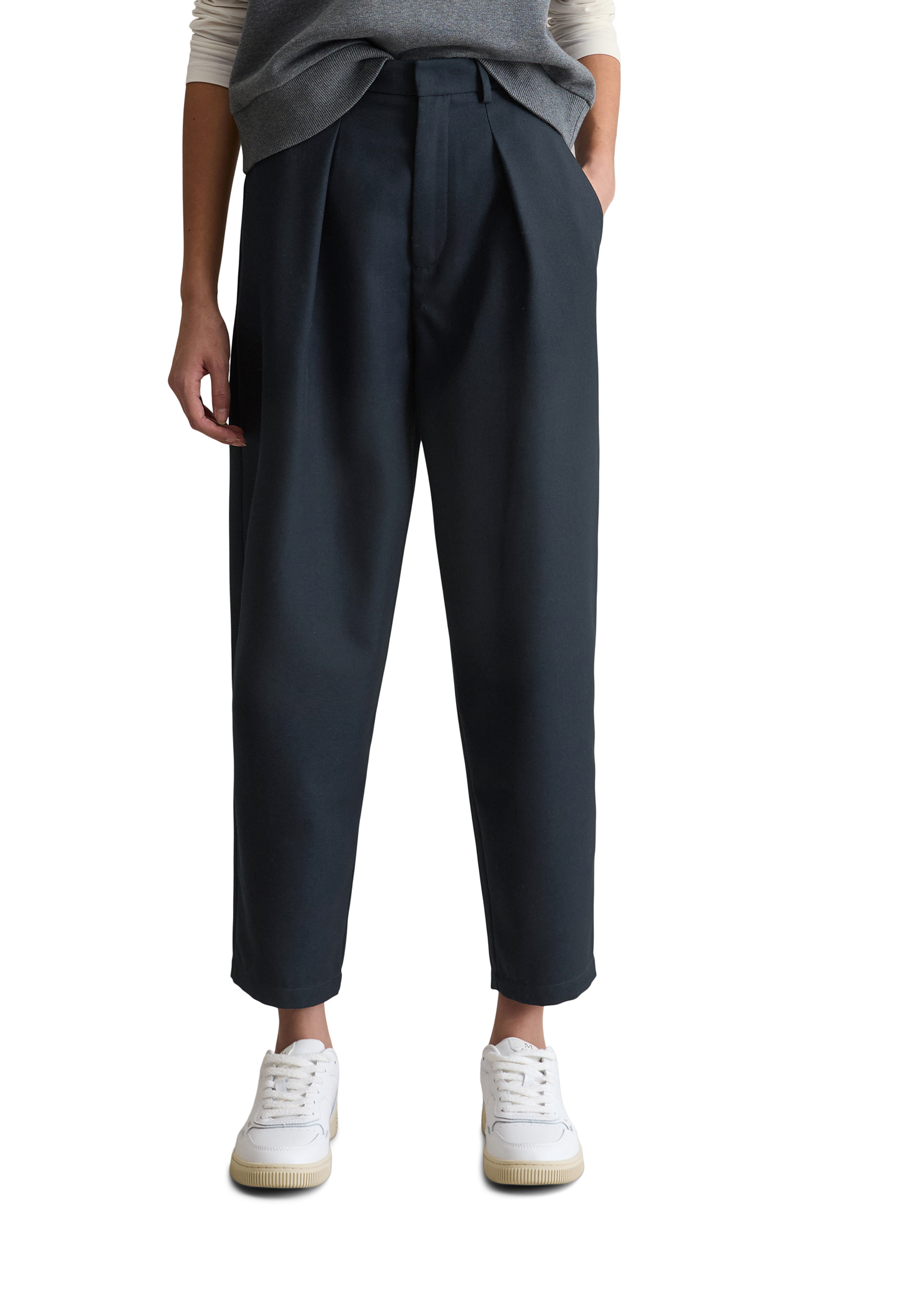 Pantalon de costume en sergé tapered en polyester recyclé avec viscose, MARC O’POLO DENIM