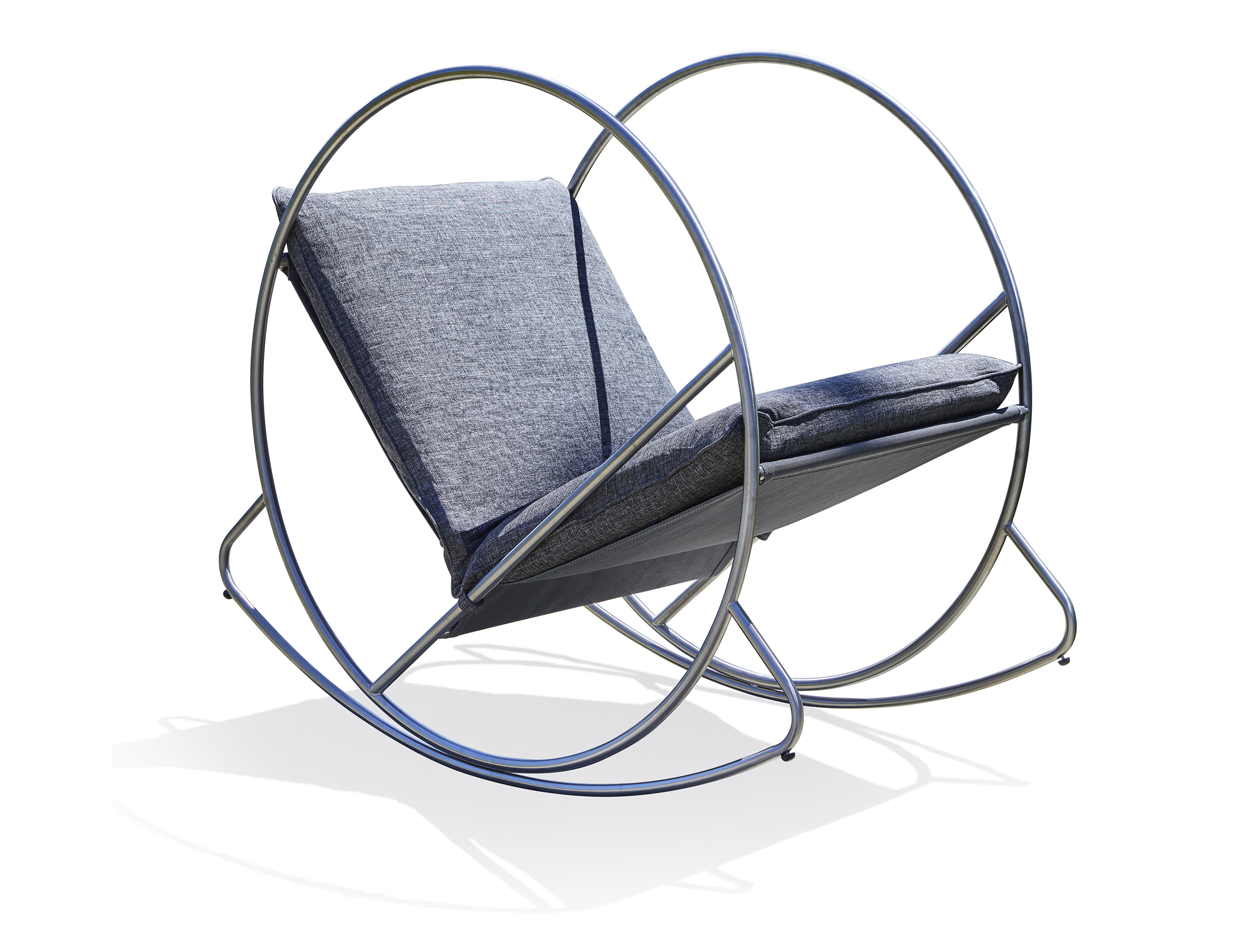Fauteuil à bascule de jardin en inox et toile plastifiée CAPRERA, DCB GARDEN