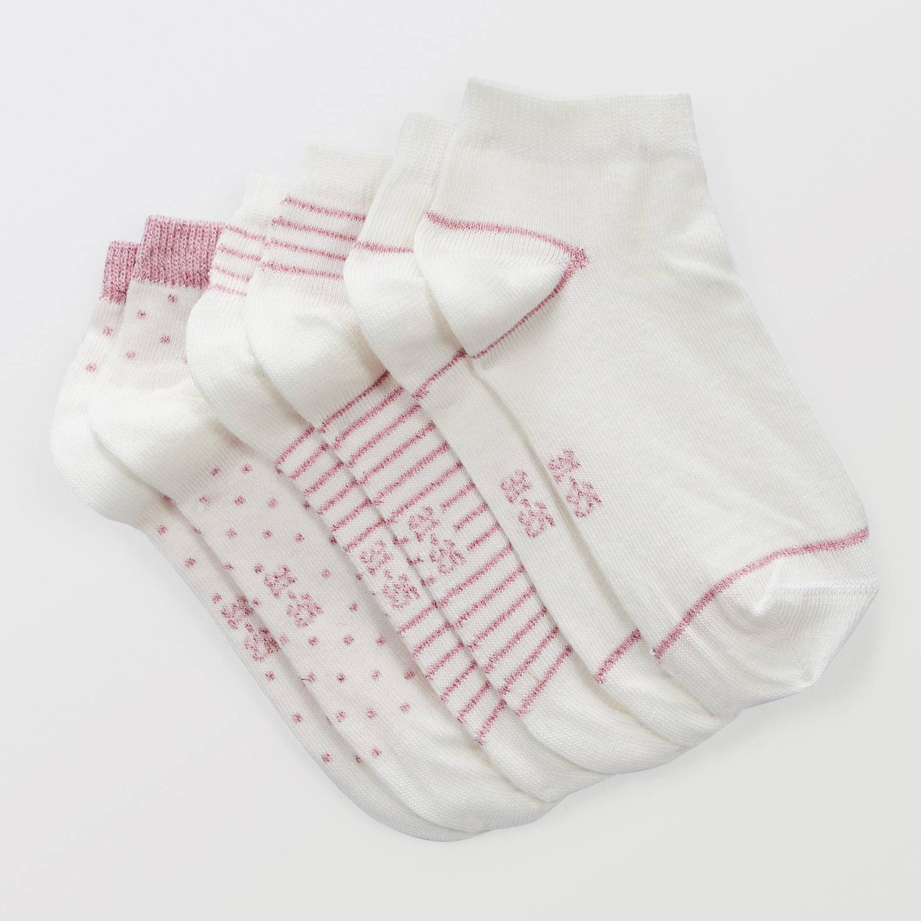 Lot de 3 paires de chaussettes courtes à motifs contenant du coton, MONOPRIX