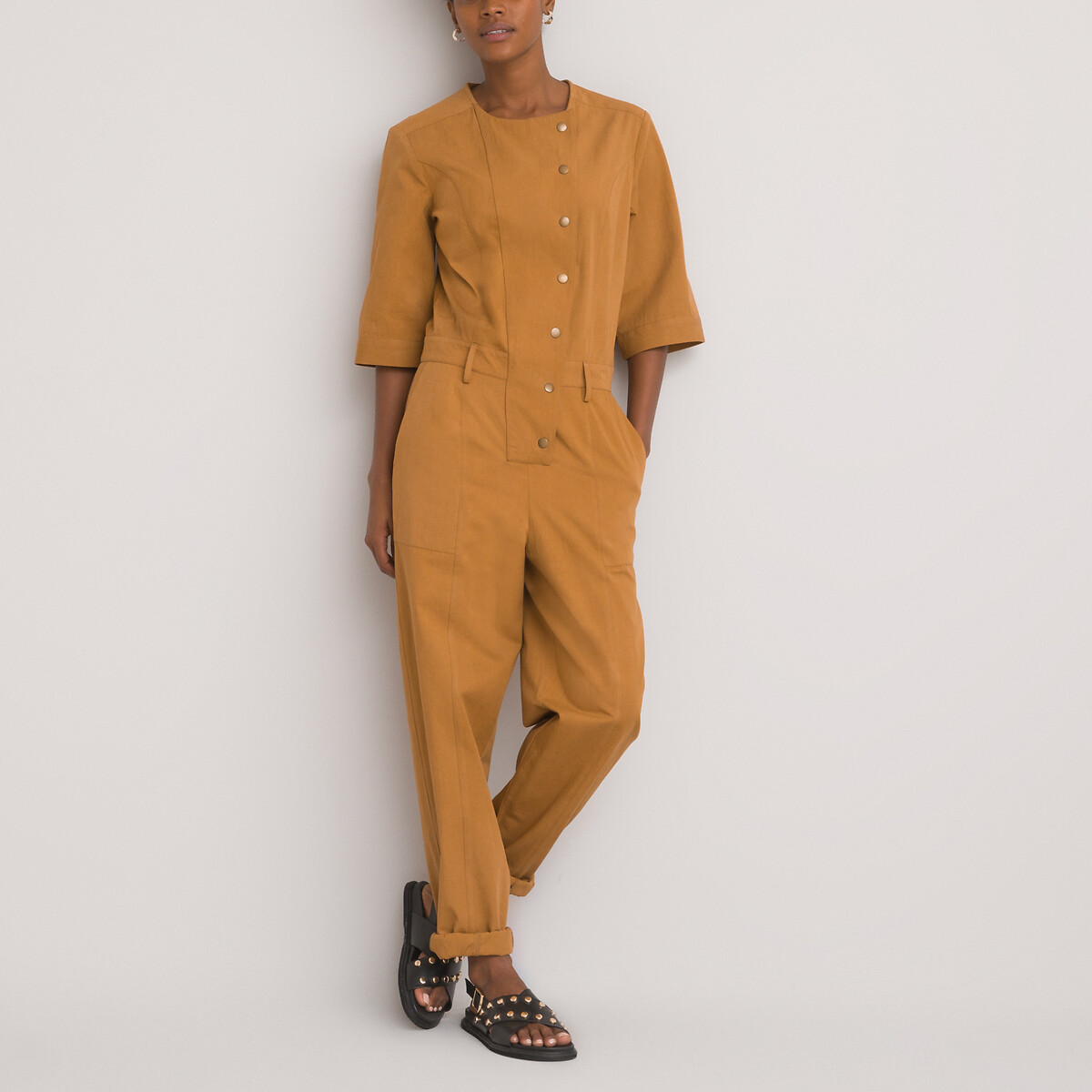 cotton short sleeve jumpsuit