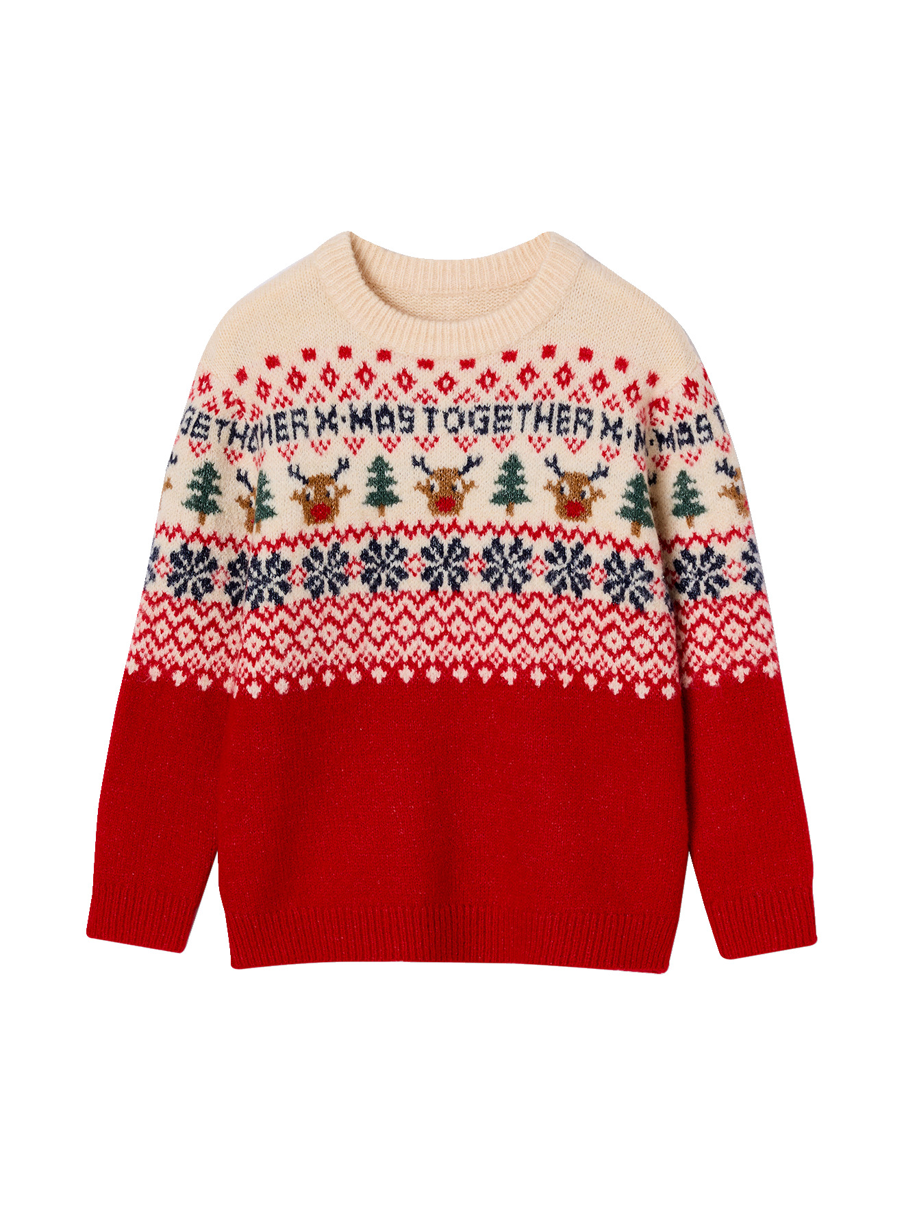 Pull de Noël manches longues Capsule Famille, VERTBAUDET